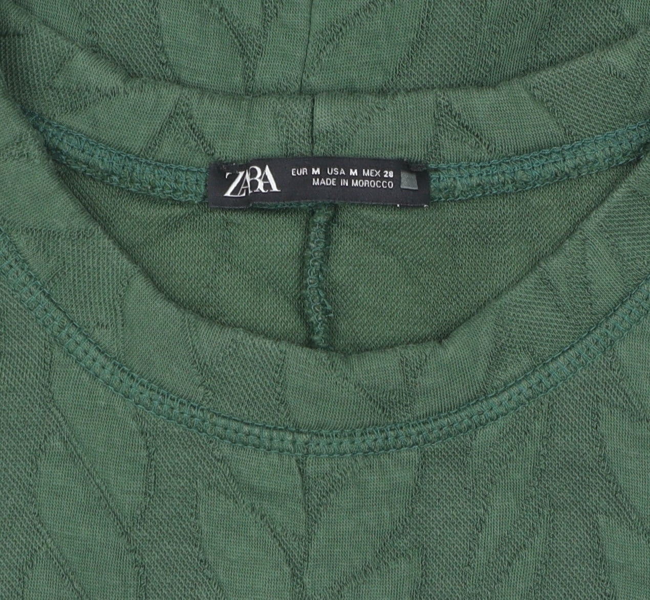 Zara Women's Green Cotton T-Shirt, Size 12, Casual Style