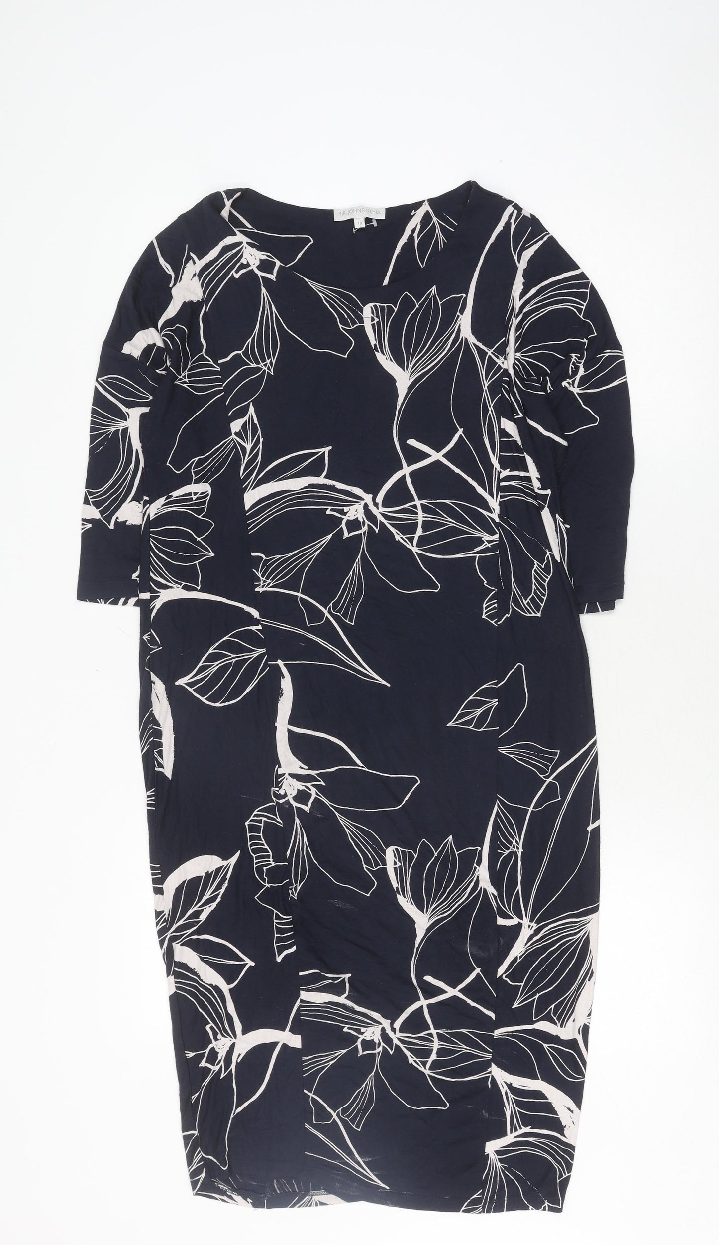 RJR John Rocha Women's Blue Floral Shift Dress Size 10
