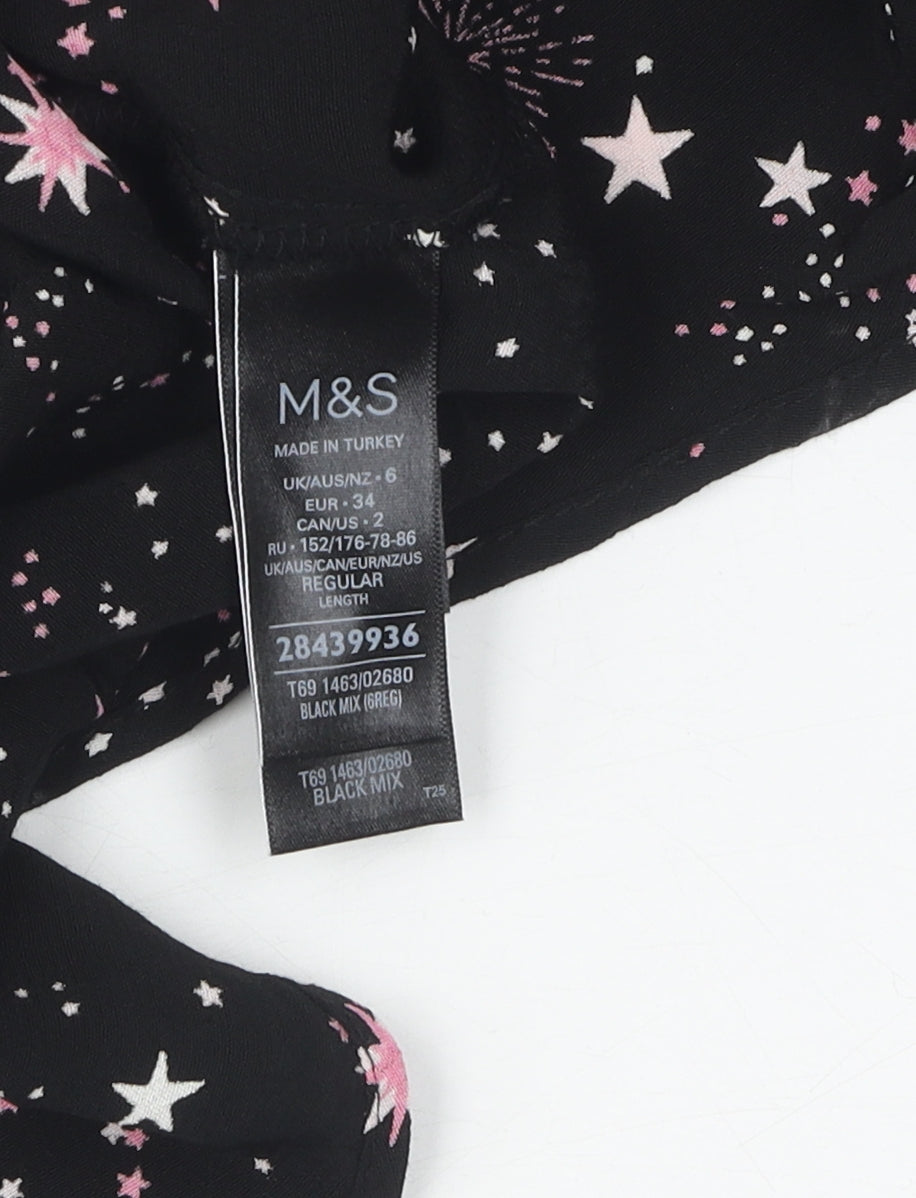 Marks and Spencer Women's Black Knee Length Dress - Size 6