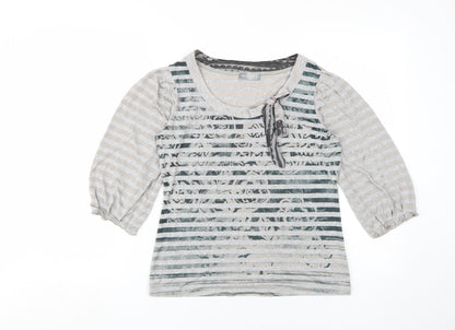 Additional front view of Marks & Spencer Grey Striped Tunic Blouse, size 12