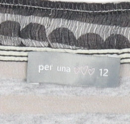Close-up detail of Marks & Spencer Grey Striped Tunic Blouse, size 12