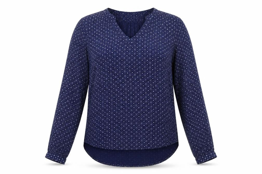 H&M Women's Navy Blouse, Size 8, Viscose, Long Sleeve