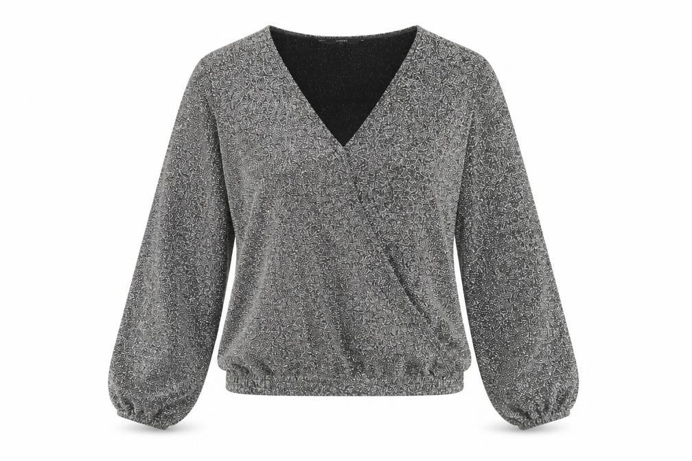 Next Women's Grey L V-Neck Long Sleeve Blouse
