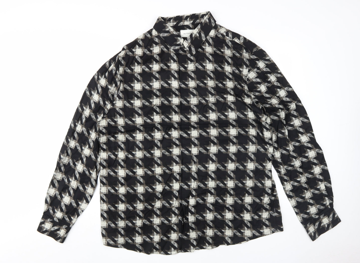 Marks and Spencer Women's Black Check Button-Up XL