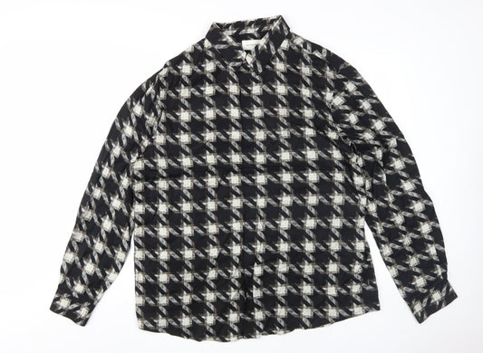 Marks and Spencer Women's Black Check Button-Up XL