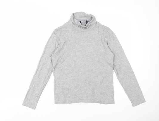 ISLE ESSENTIALS Women's Grey Roll Neck Long Sleeve T-Shirt