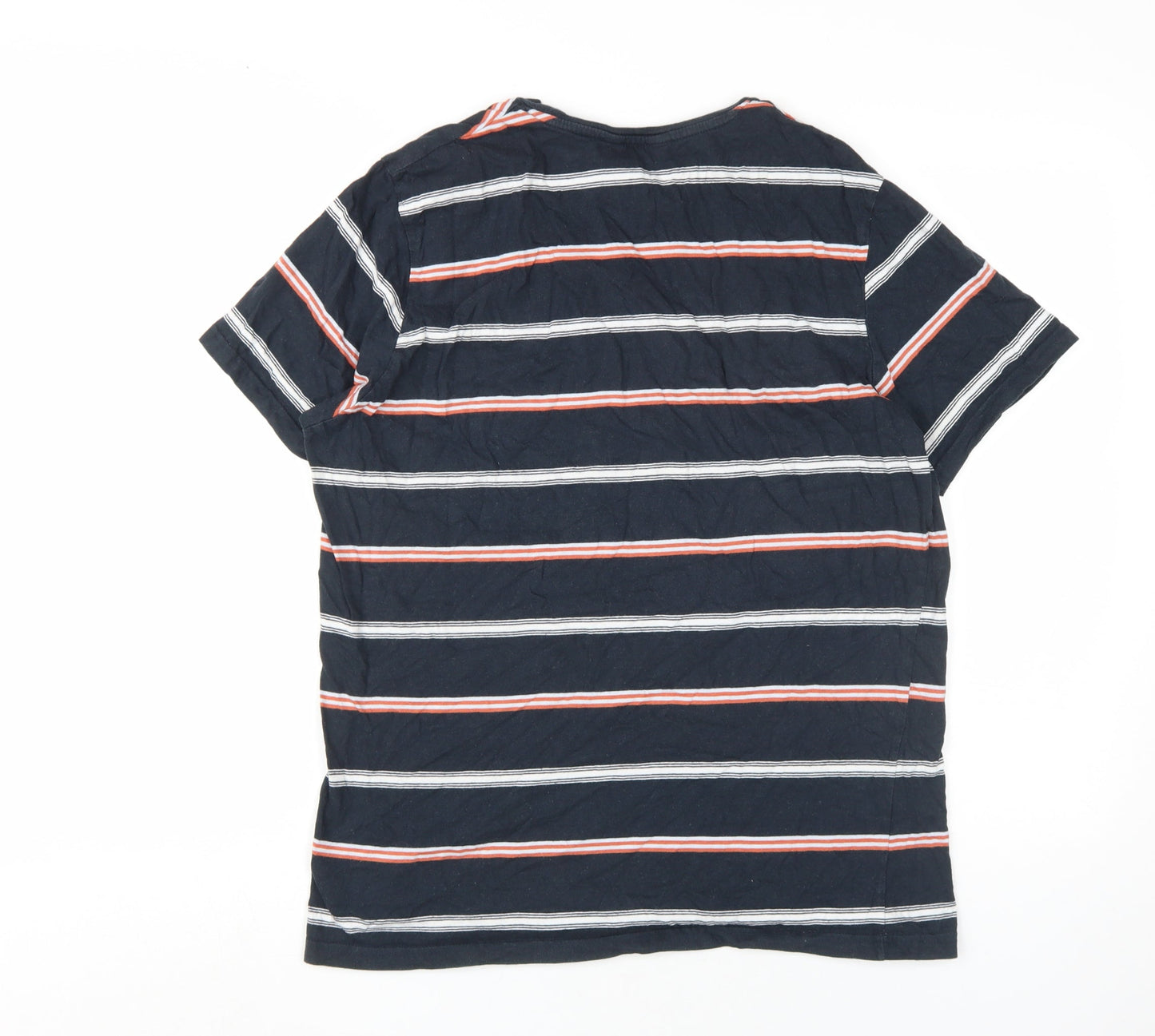 Ben Sherman Men's Black Striped Cotton Crew Neck T-Shirt Size L