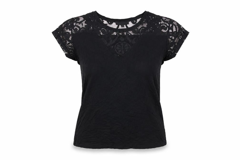 Morgan Women's Black Lace T-Shirt Size M