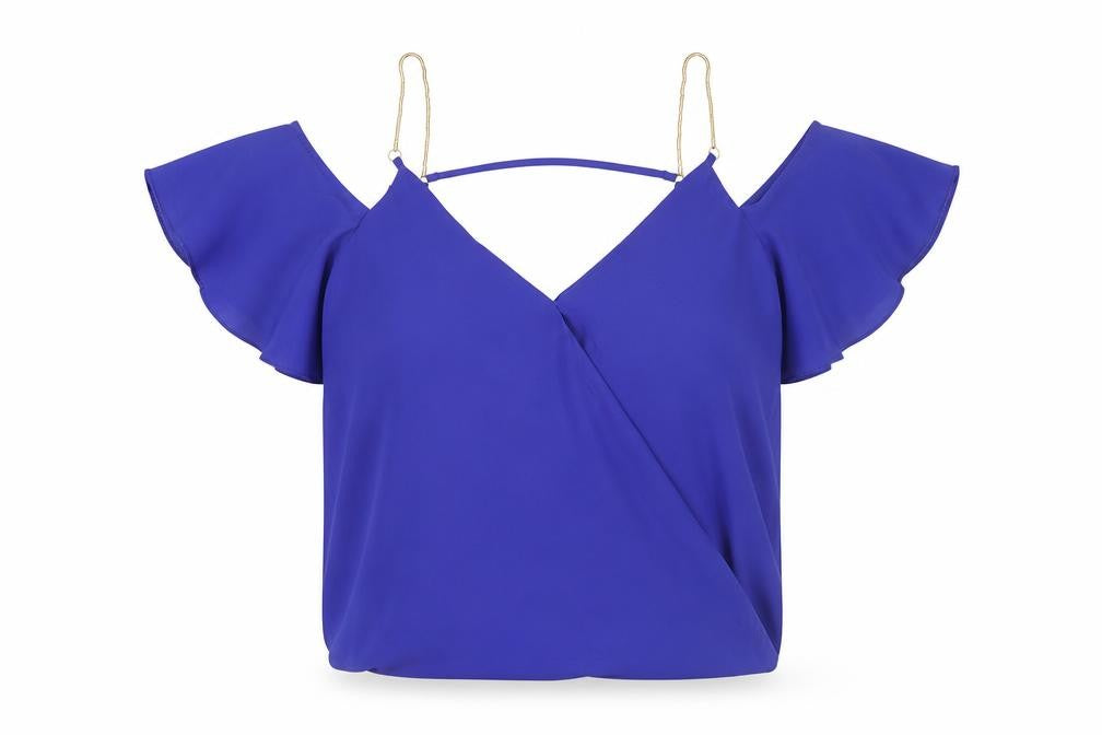 New Look Women's Purple Cropped Cold Shoulder Top