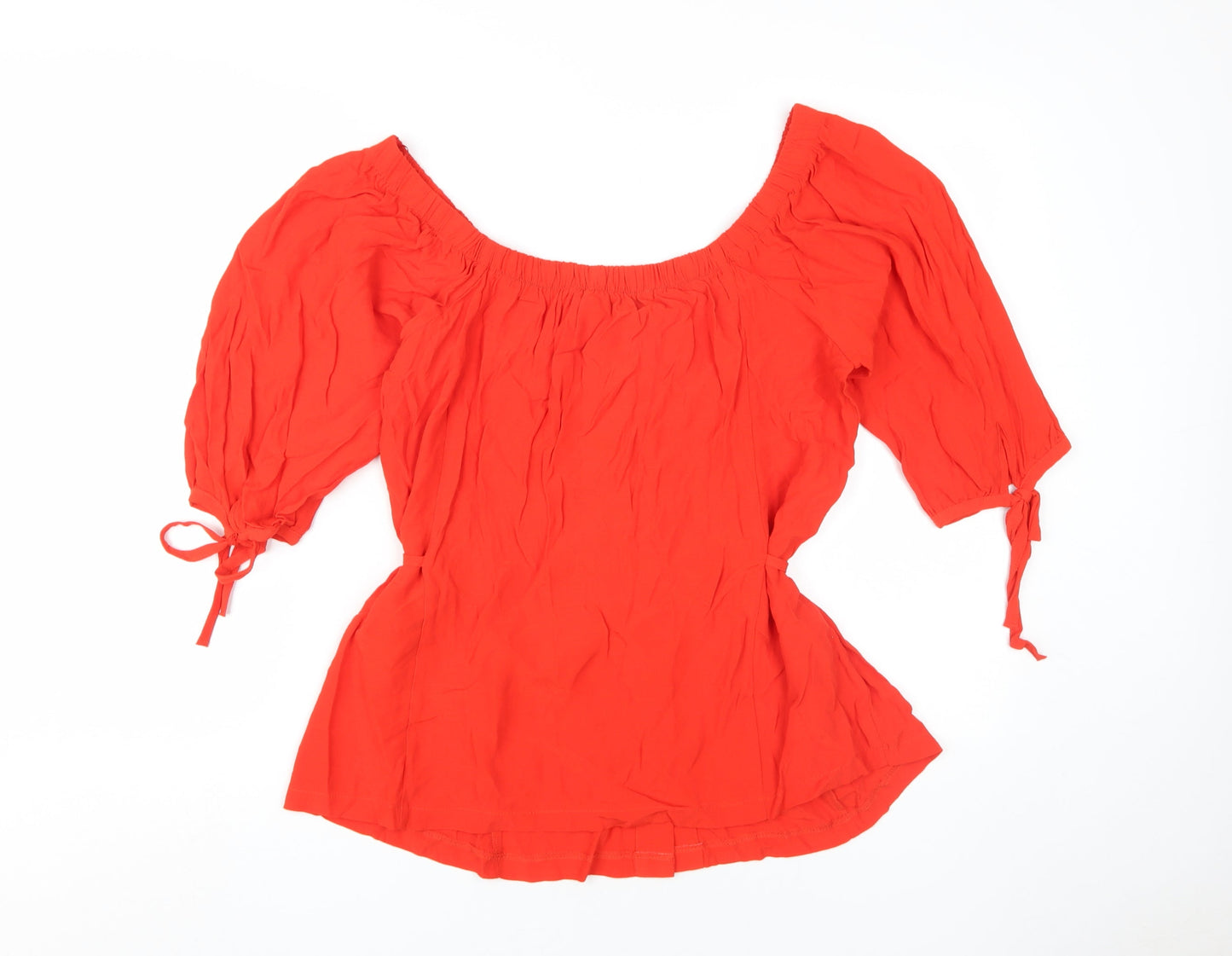 Next Women's Red Peasant Blouse Size 14