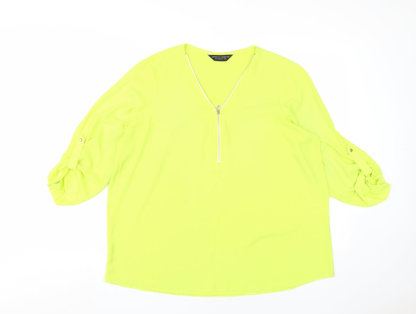 Dorothy Perkins Women's Green V-Neck Blouse, Size 16