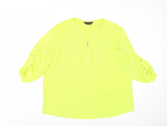 Dorothy Perkins Women's Green V-Neck Blouse, Size 16