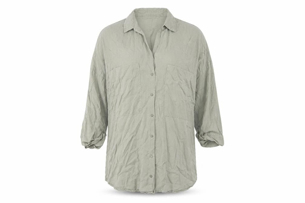 Zara Women's Green Button-Up Shirt XS Relaxed Fit
