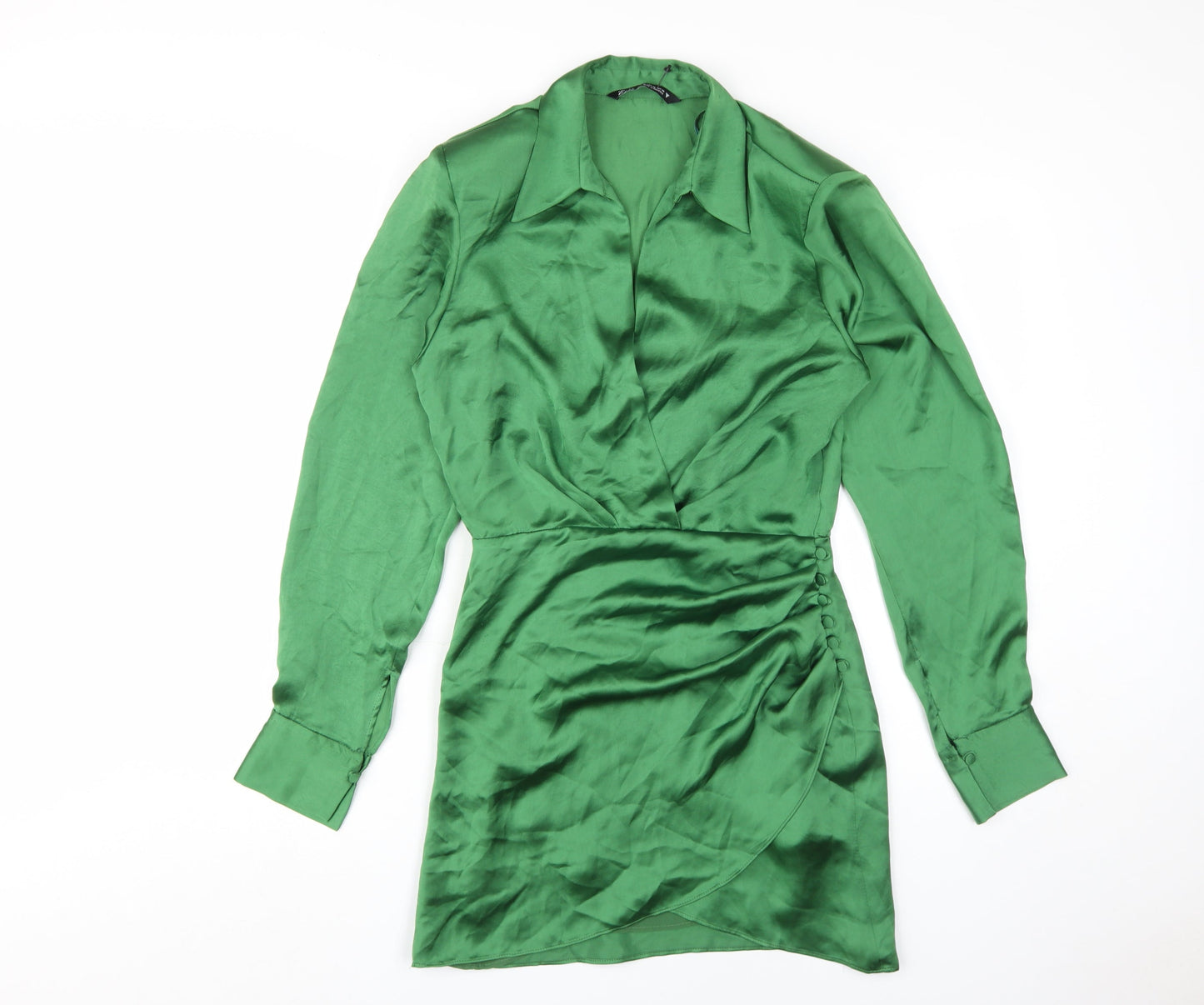 Zara Women's Green XS Wrap Dress - Party Chic