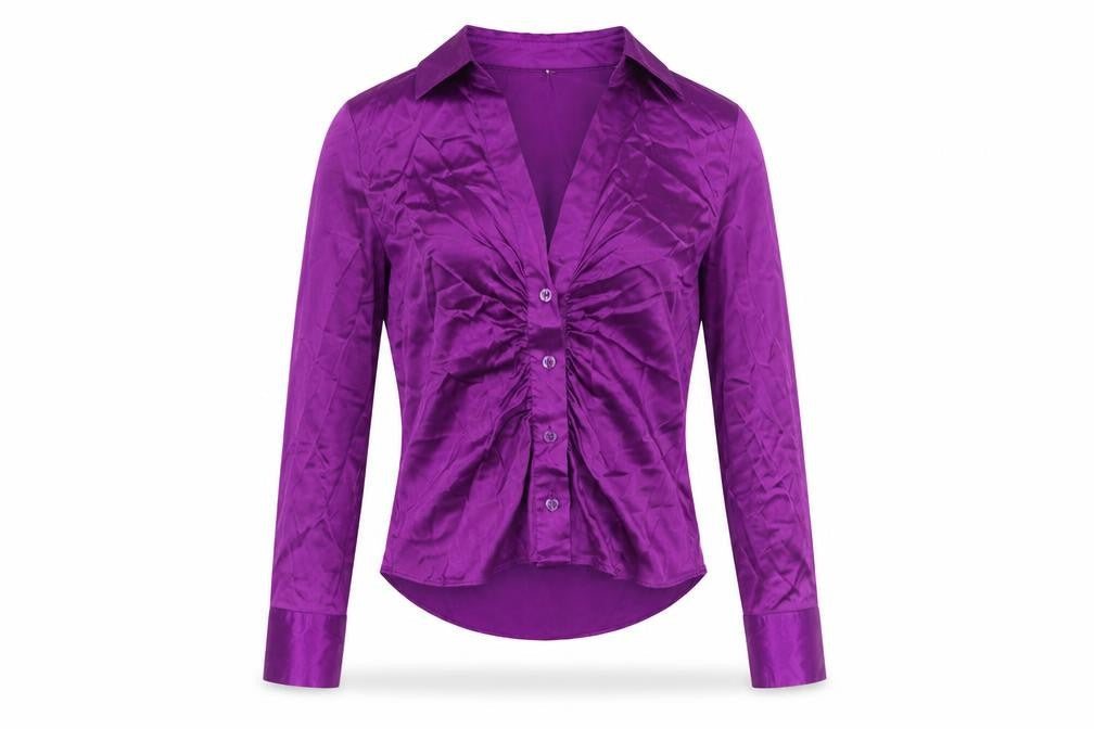 Zara Women's Purple Blouse Size 6 Collared Long Sleeve