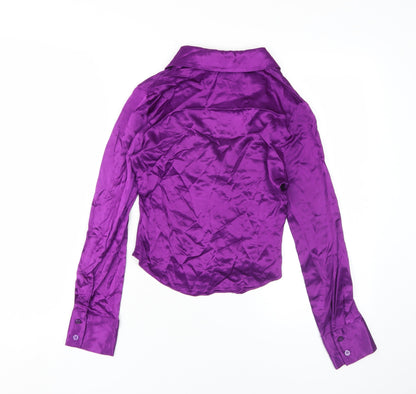 Zara Women's Purple Blouse Size 6 Collared Long Sleeve