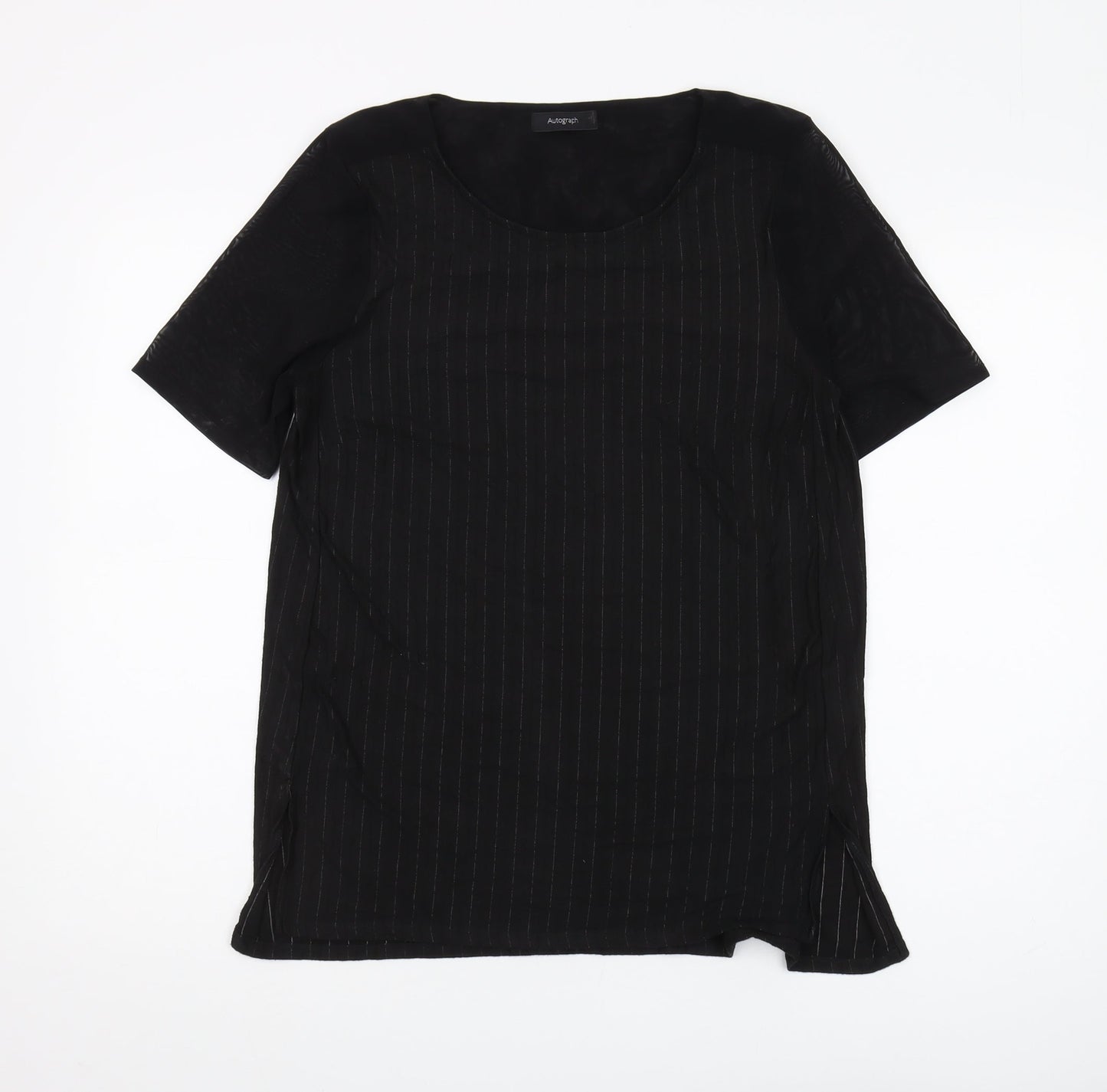 Marks and Spencer Women’s Black Striped T-Shirt UK 12