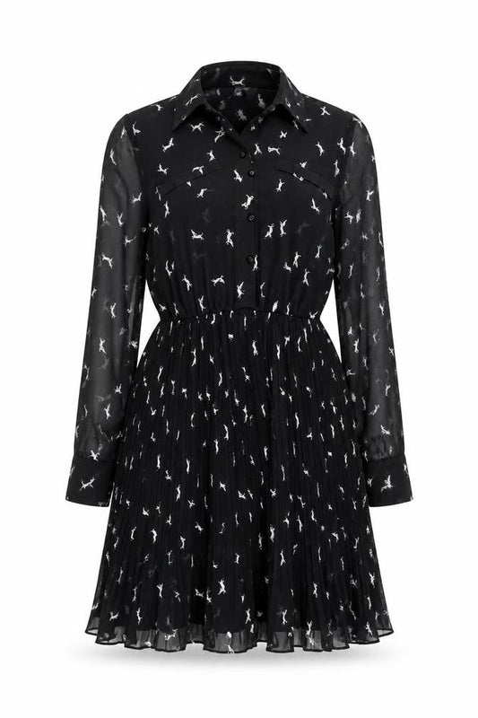 Influence Women's Black Animal Print Shirt Dress