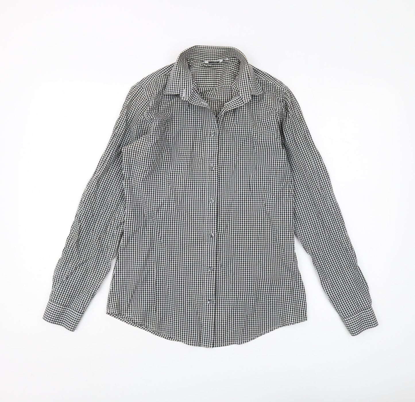 Disley Women's Black Check Button-Up Shirt, Size 8