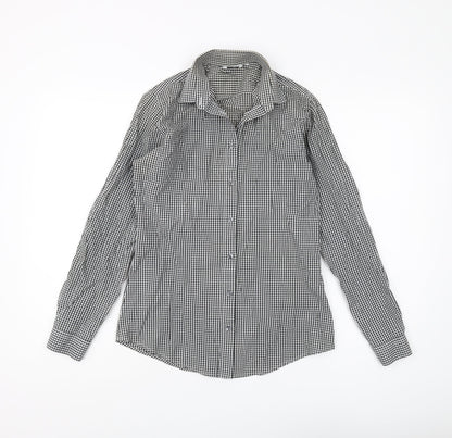 Disley Women's Black Check Button-Up Shirt, Size 8
