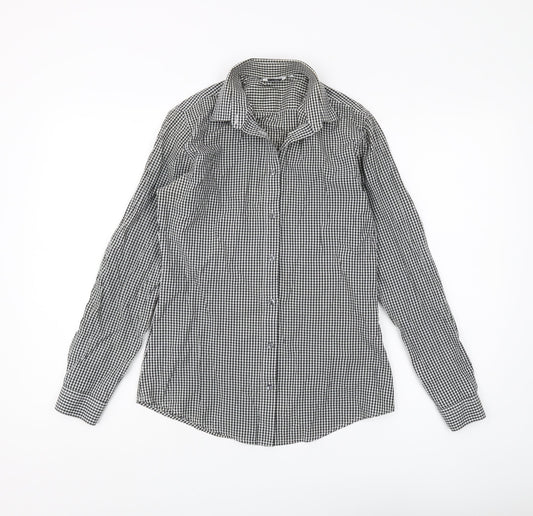 Disley Women's Black Check Button-Up Shirt, Size 8