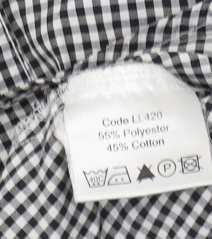 Disley Women's Black Check Button-Up Shirt, Size 8