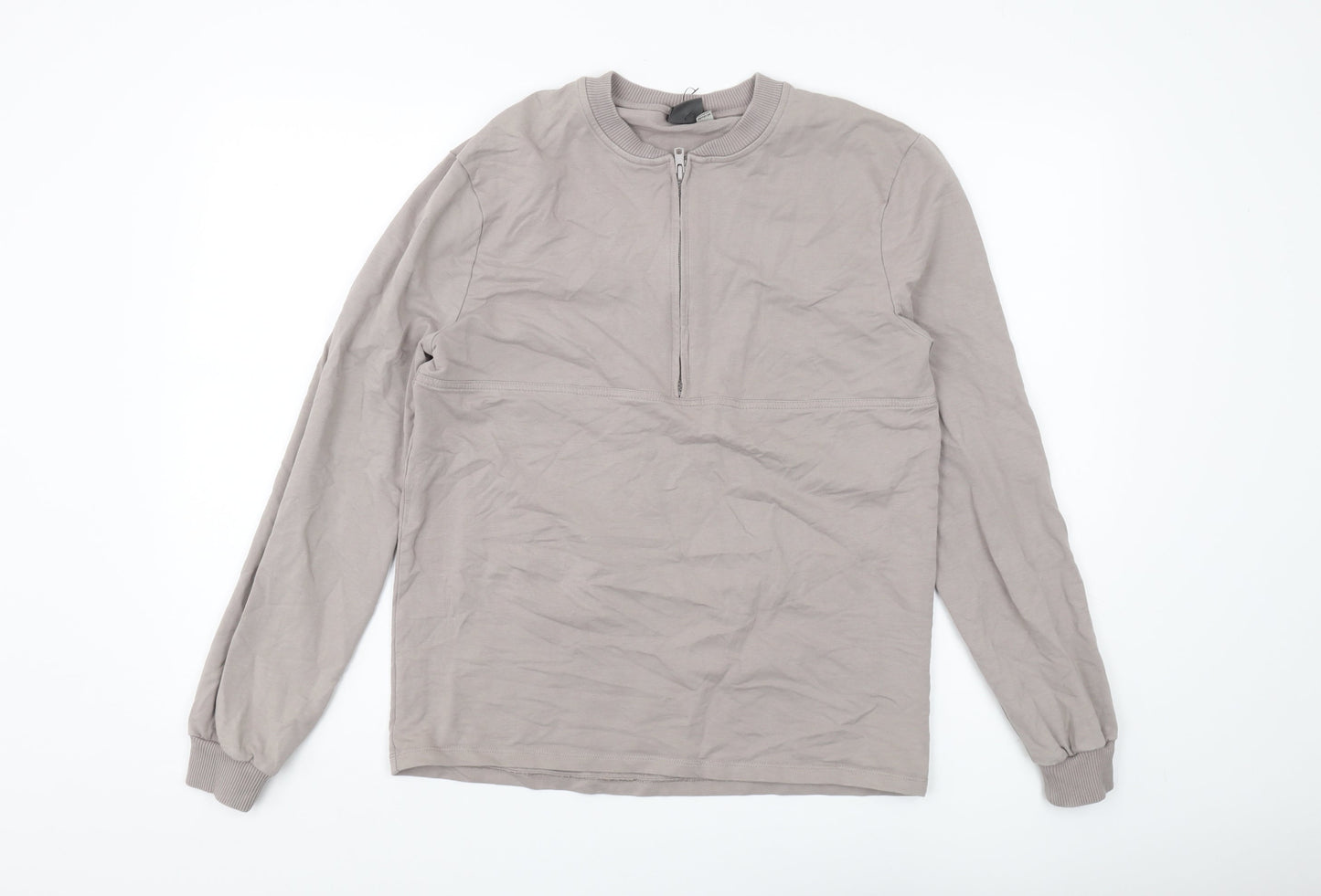 ASOS Men's Grey 1/2 Zip Sweatshirt, Size L, Crew Neck