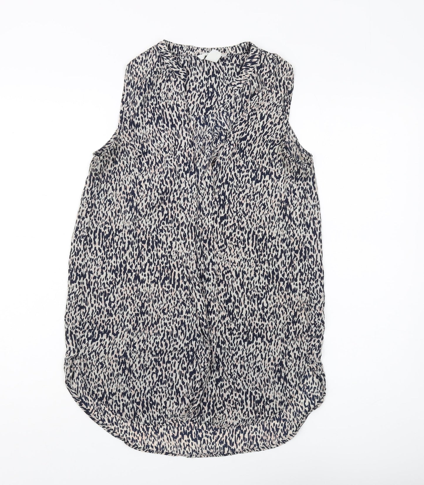 H&M Women's Beige Patterned Sleeveless Blouse