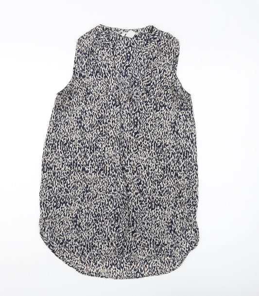 H&M Women's Beige Patterned Sleeveless Blouse