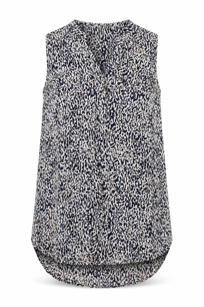 H&M Women's Beige Patterned Sleeveless Blouse