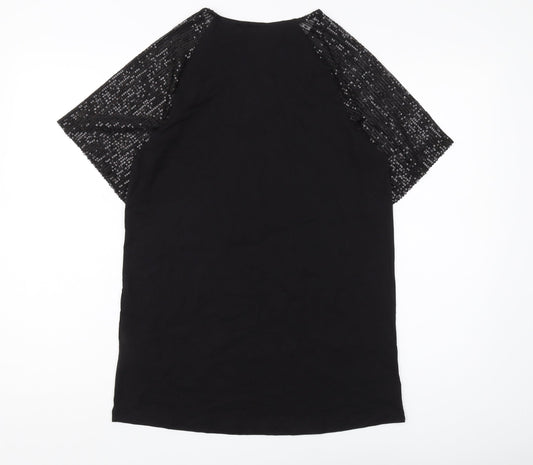 Lipsy Women's Black Sequin T-Shirt UK 6