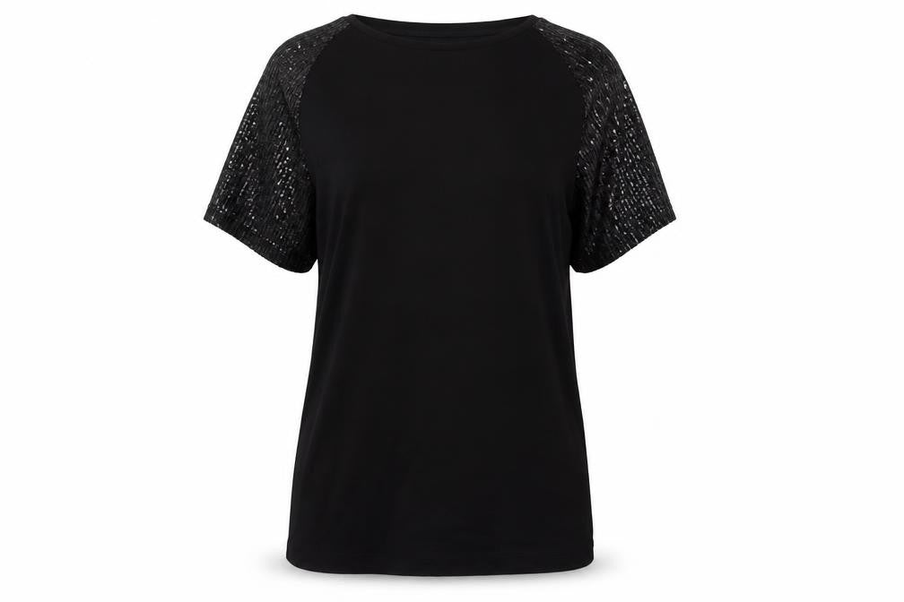 Lipsy Women's Black Sequin T-Shirt UK 6