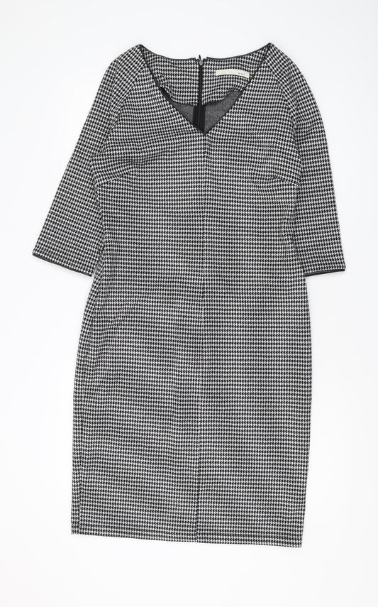 Oui Women's Black Houndstooth Pencil Dress Size 12