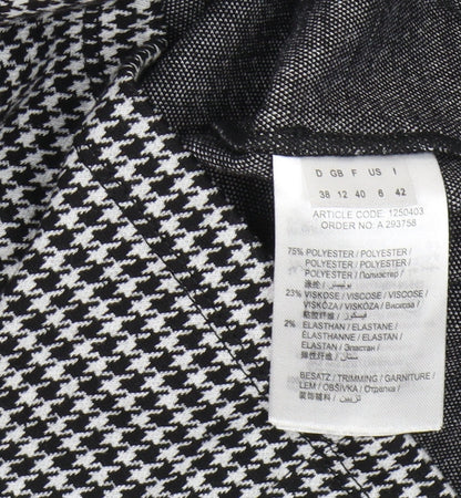 Brand and care label for Oui Women's Black Houndstooth Pencil Dress, size 12