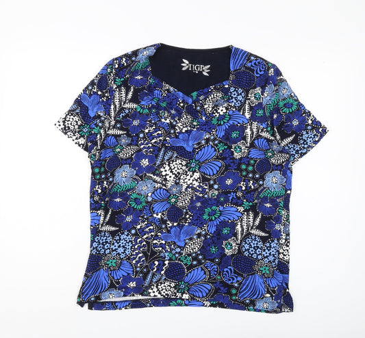 TIGI Unisex Blue Floral Relaxed T-Shirt Size 16