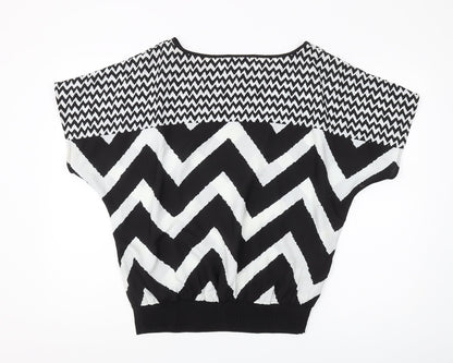eci New York Women's Black Geometric Pattern Tee L