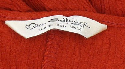 Close-up detail of Miss Selfridge Women's Red Camisole Blouse UK 10