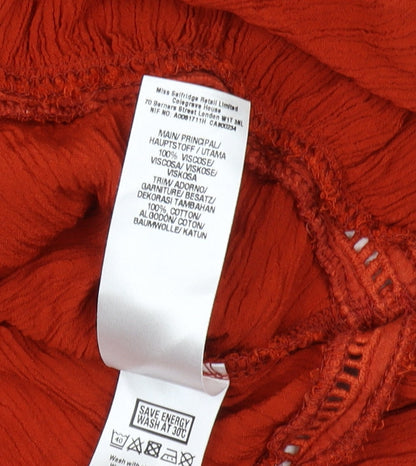 Brand and care label for Miss Selfridge Women's Red Camisole Blouse UK 10