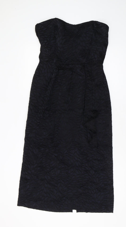 Principles Black Midi Strapless Dress, Size 14, Women's