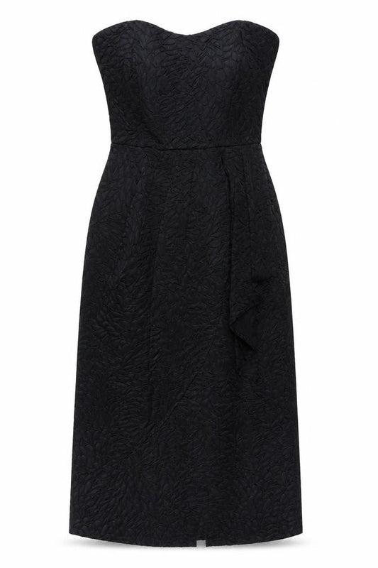 Front view of Principles Black Midi Strapless Dress, size 14, Women's