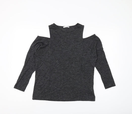 Zara Womens Black Cold Shoulder Blouse Size 10