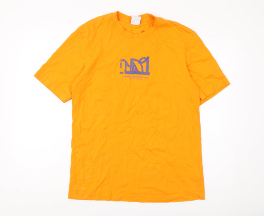 Zara Men's Orange Art Theme Regular Fit T-Shirt M