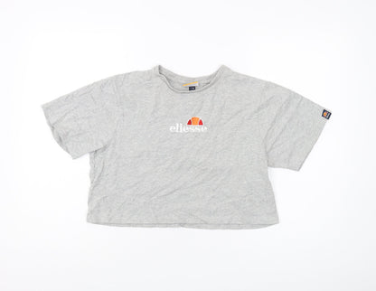 Additional front view of Ellesse Women's Grey Cropped T-Shirt, size 10