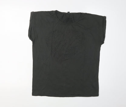 Roger Womens Robin Black L Basic T-Shirt