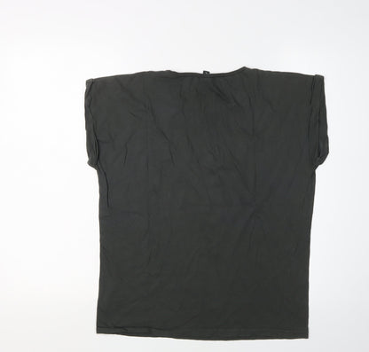 Roger Womens Robin Black L Basic T-Shirt