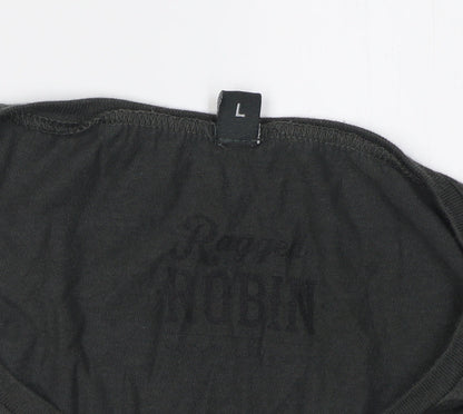Roger Womens Robin Black L Basic T-Shirt