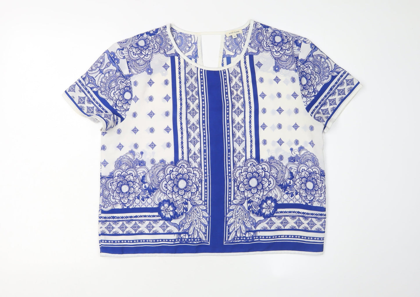 River Island Women's Blue Floral Blouse Size 12 Regular