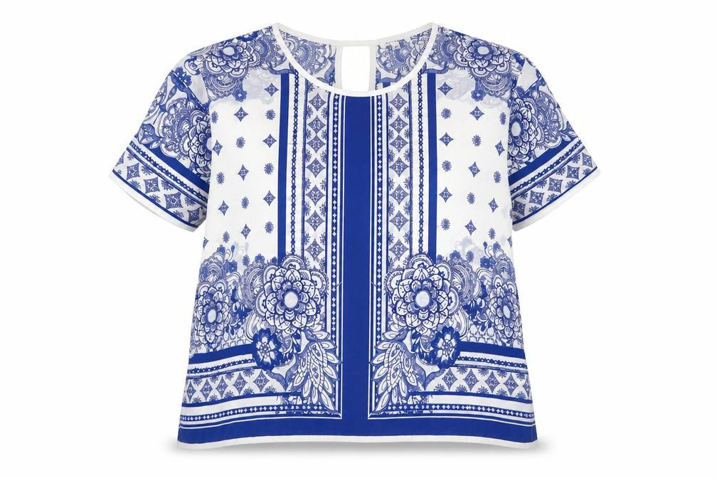 River Island Women's Blue Floral Blouse Size 12 Regular