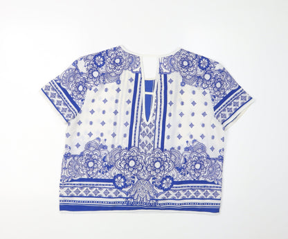River Island Women's Blue Floral Blouse Size 12 Regular