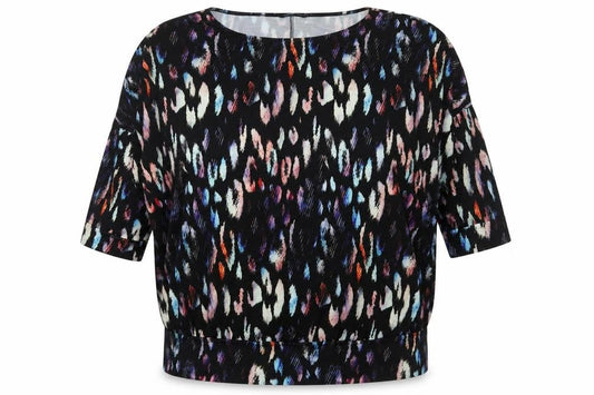Front view of Roman Women's Black Multicoloured Tunic, size 22, Relaxed Fit